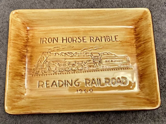 Vtg Iron Horse Ramble 1960 Reading Railroad Wall Plaque by Pennsbury Pottery EUC