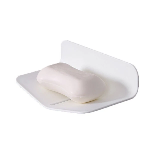 Wall-mounted Soap Dish Holder Tray Draining Rack Bathroom Bath Shower Organizer