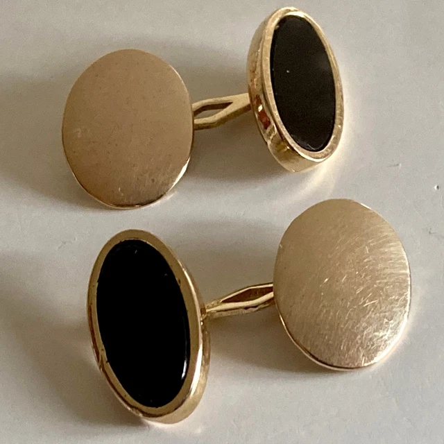 Boutons De Manchette Anciens En Argent Sterling Et émail - Cufflinks Gemelli - Bijou D'occasion Pour Homme