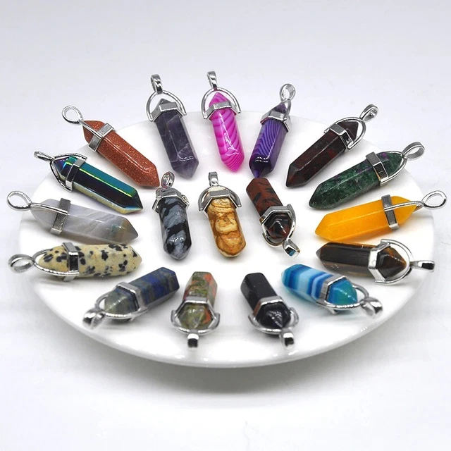 Wholesale 60pcs Assorted Stone Quartz Hexagonal Bracelet Necklace Pendant 7