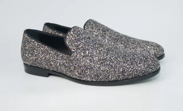 Jimmy Choo Men's Marlo Glitzy Glitter Leather Venetian Loafer,Twilight,MSRP $695