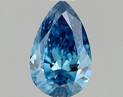 0.54 CT Poire Déguisement Bleu Vif Certifié Igi Labo Grown Cvd Diamant VS2 Très
