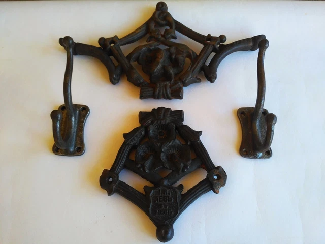 Vintage decor 1900s. Old, steel, cast iron decor. Clothes hooks, antique hanger.