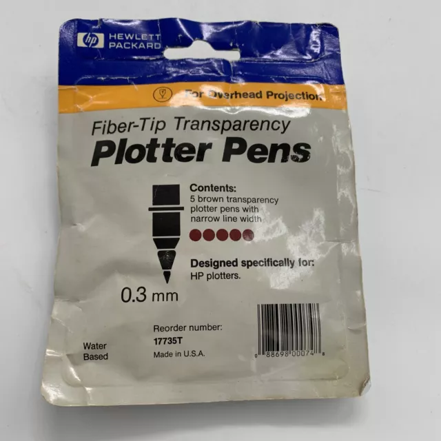 HP Fiber-Tip Transparency Plotter Pens 5-Pack .3mm Brown # 17735T For Overhead