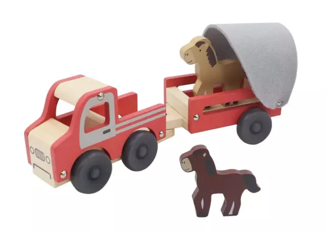 New Kaper Kidz Wooden Truck With Horse Float & Horses