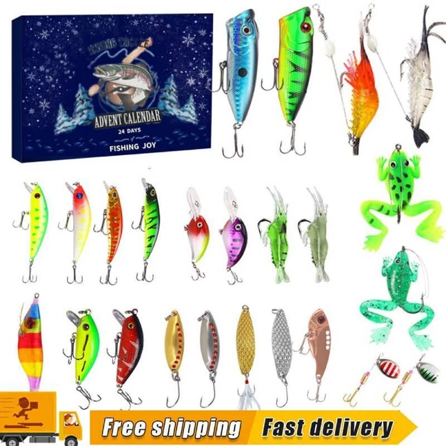 2024 CALENDARIO DELL'AVVENTO di Natale 2024 Set 24 esche da pesca