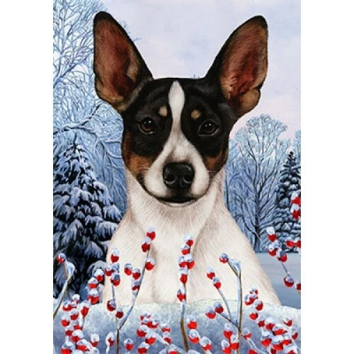 Winter House Flag - Tri Rat Terrier 15324