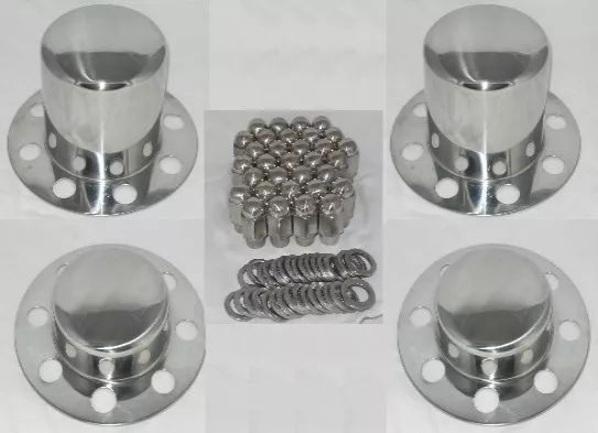Stainless Steel Kit Eagle Alloys Dually Wheel Center Caps Shank Lug Nuts 9/16"