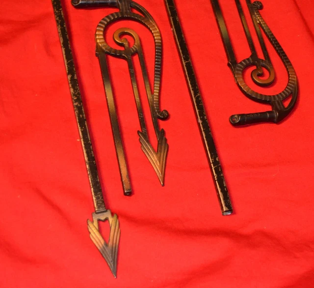 Antique Vintage Swing Arm Iron Curtain Drape Hanger Rods Art Nouveau Deco Arrow 7