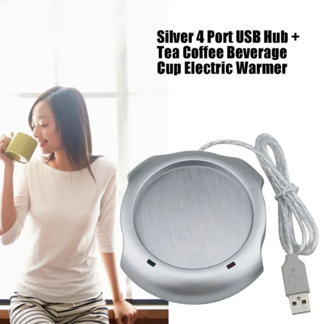 4 Port USB Hub Tea Coffee Cup Mug Warmer Heater Pad Liquid Temperature Control