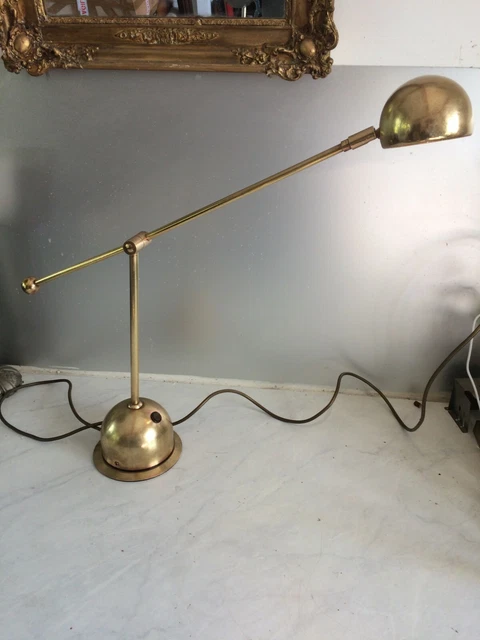 Lampe Bureau Koch&Lowy/Laiton doré/Balancier articulé/Design Space Age/Desk Lamp