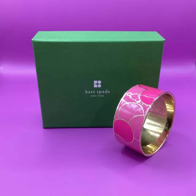 Kate Spade New York Tickled Pink Gold Tone & Enamel Bangle. (J1) NS#8657