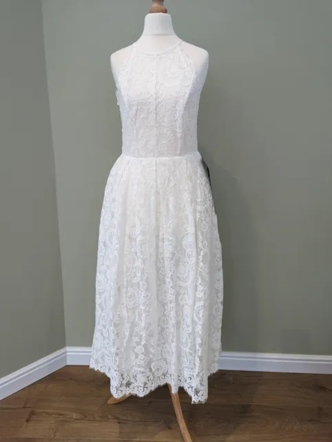 Asos Bridal Edition Valerie White  Lace Halter Neck Midi Dress UK Size 10 New
