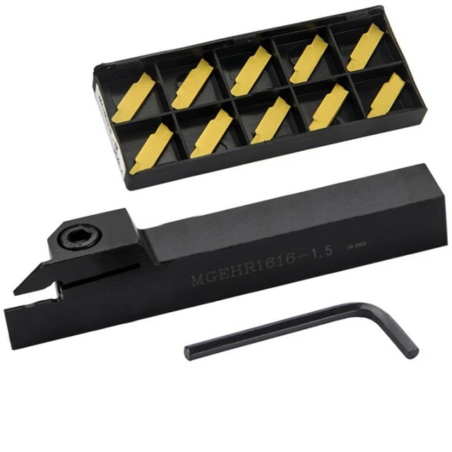 Porte-Outil De Tournage CNC MGEHR1616-2 100mm Avec 10 Inserts MGMN200-G + Clé - Pour Usinage De Finition Métal
