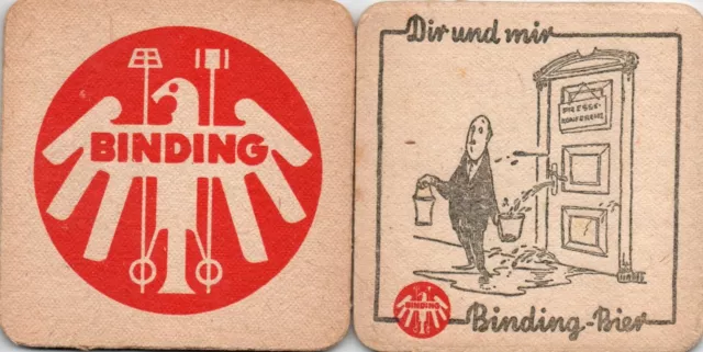 alter BIERDECKEL Brauerei Binding Frankfurt, VS u. RS einzeilig, Dir und mir