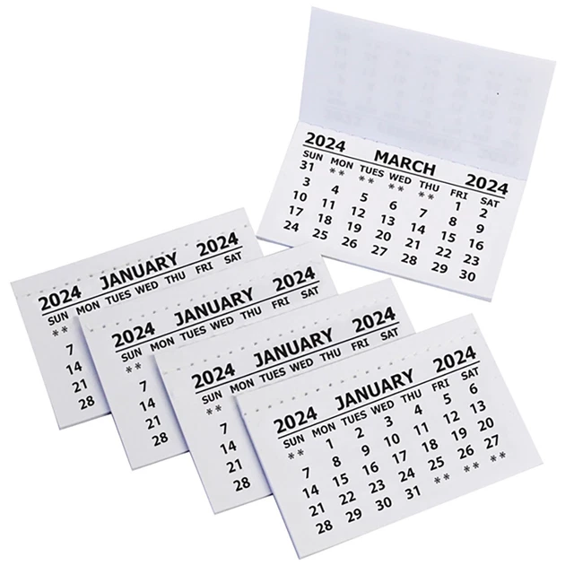 60 X 2024 Calendar Tabs / Insert White Mini Calender Tear Off Pads