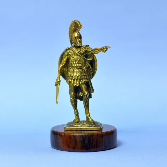 Art Deco Solid Bronze Ancient Greek Spartan Warrior W/ Aspis Statuette Figurine