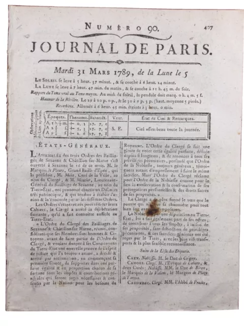 Sézanne en 1789 États Généraux Caudebec Châtillon Caen Cahors Cany Montargis