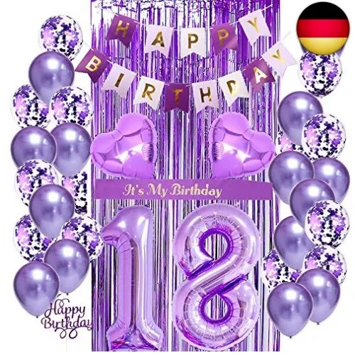 Dekorationen für Mädchen zum 18. Geburtstag, Luftballons zum 18. Geburtstag, l