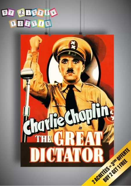 The Great Dictator Charlie Chaplin Vintage Cartel poster Película