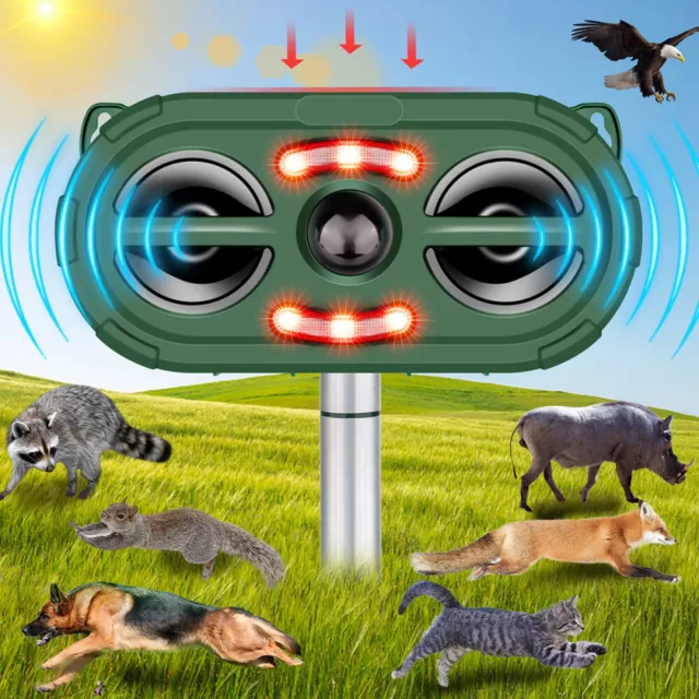 New Solar Power Animal Repellent Scarer Deterrent Ultra Sonic Dog Fox Cat Pest