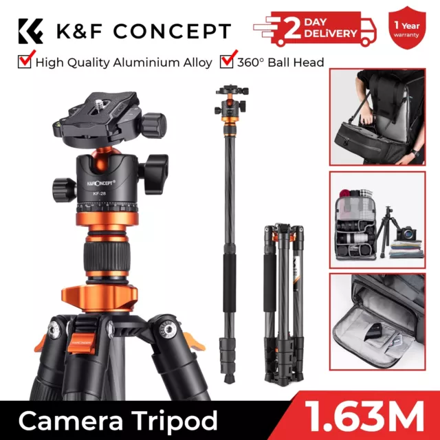 K&F Concept Pro Camera Tripod Aluminium / Carbon Fiber Ball Head for DSLR Travel