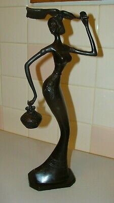 Vintage Handmade Metal/Cast Iron Beautiful Woman Figurine 13.5 " tall