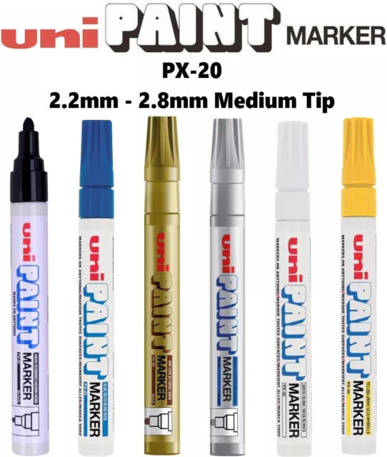 Uni Paint Marker Pen Medium PX-20 2.2mm-2.8mm Tip Oil Based Permanent Waterproof