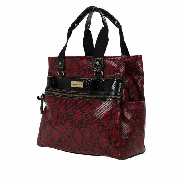 SAMANTHA BROWN Red/Black Embossed Metro Tote  NWT