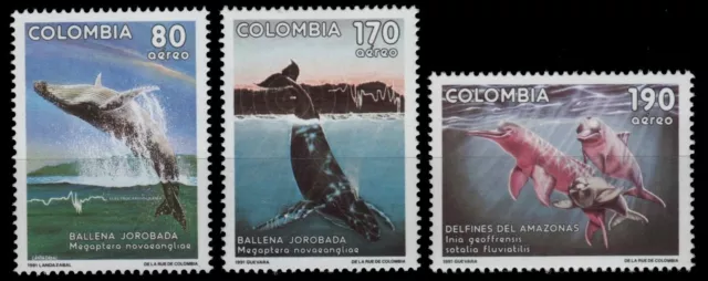 Kolumbien 1991 - Mi-Nr. 1826-1828 ** - MNH - Wale / Whales