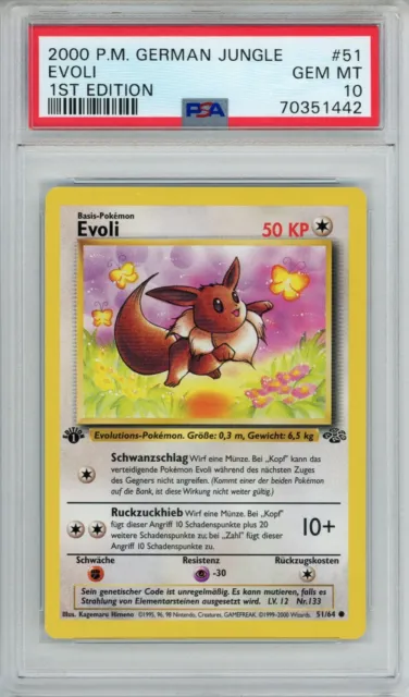 2000 Pokemon German Jungle Evoli 1st Edition #51/64 GEM MINT PSA 10