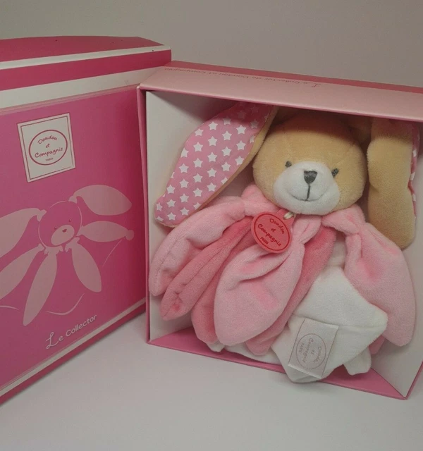 Doudou & et Compagnie plat Collector Lapin beige pétale rose étoile blanc NEUF