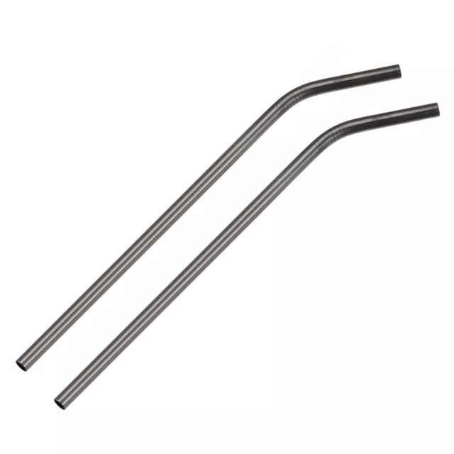 Reusable Metal Straws 2Pcs, Bent Drinking Straw 10.5" x 0.3" Long - Black