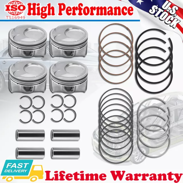 4Pack Piston & Rings STD/ +0.5mm For 2014-2019 HYUNDAI Elantra KIA Forte 2.0L L4