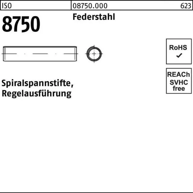 Spiralspannstift ISO 8750 8 x 45 Federstahl Regelausf. ISO 8750