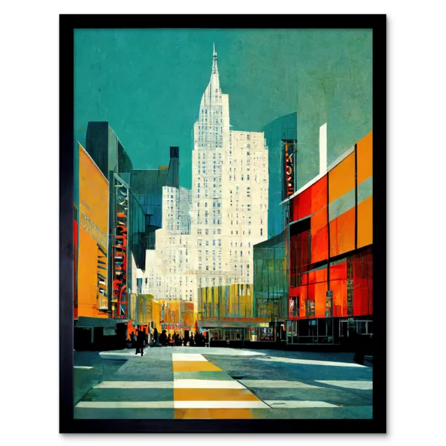Broadway Manhattan New York Cityscape Framed Wall Art Picture Print 12x16