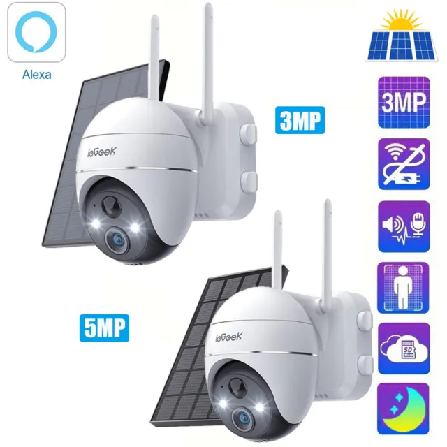ieGeek Wireless Security Camera 360° PTZ WiFi IP Solar Powered CCTV Home Outdoor