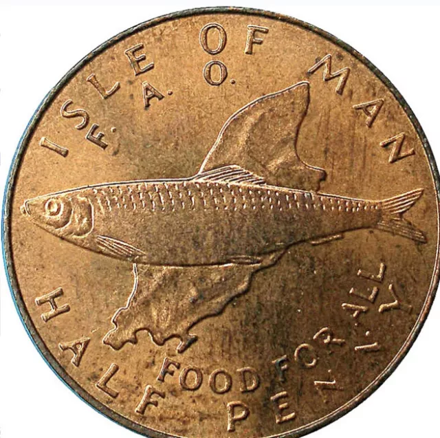 Isle Of Man Coin 1/2 Half Penny 1977 FAO Fish Food For All UNC From Bag