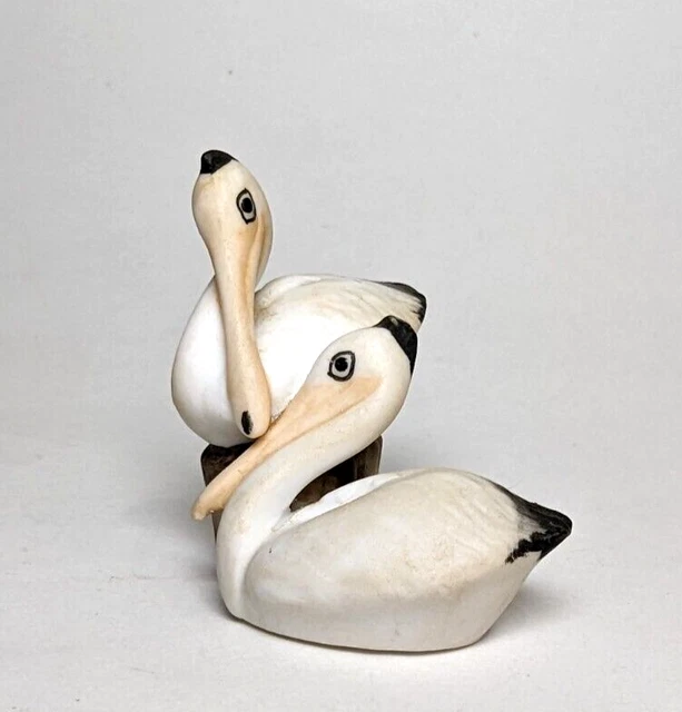 Vintage Miniature Pelican Pair Figurine Ceramic- 2 x 1-7/8 Inches - George Good