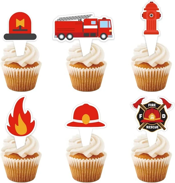 30 Feuerwehr-Cupcake-Topper – Feuerwehrmann-Geburtstagsdeko Für Kuchen, Baby Shower & Kinderparty