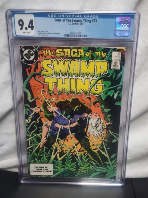 🔑🔥🔥🔥 Saga Of The Swamp Thing #23 9.4 Cgc White Pages Moore Story 201006
