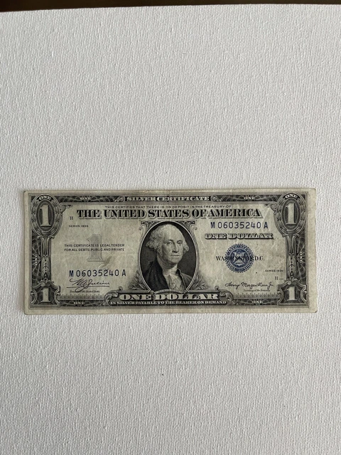 1935 $1 Silver Certificate Rare Double Date Note,Blue Seal