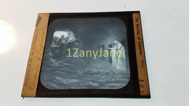 HAM Glass Magic Lantern Slide Photo JESUS RAISES LAZARUS FROM THE DEAD