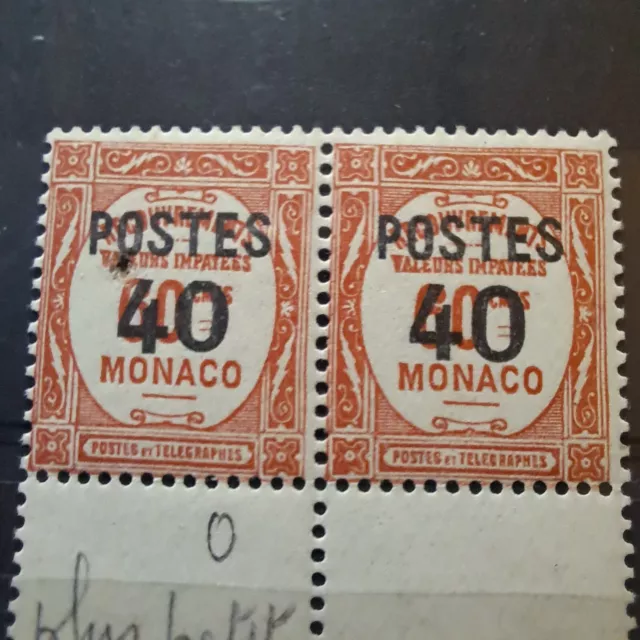 Monaco Yt 137 Variety Small 0 In Pair. Mnh But Pin Hole In The Stamps With Var! 3