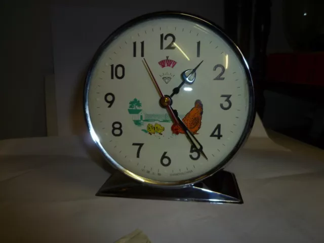 Horloge reveil vintage au coq
