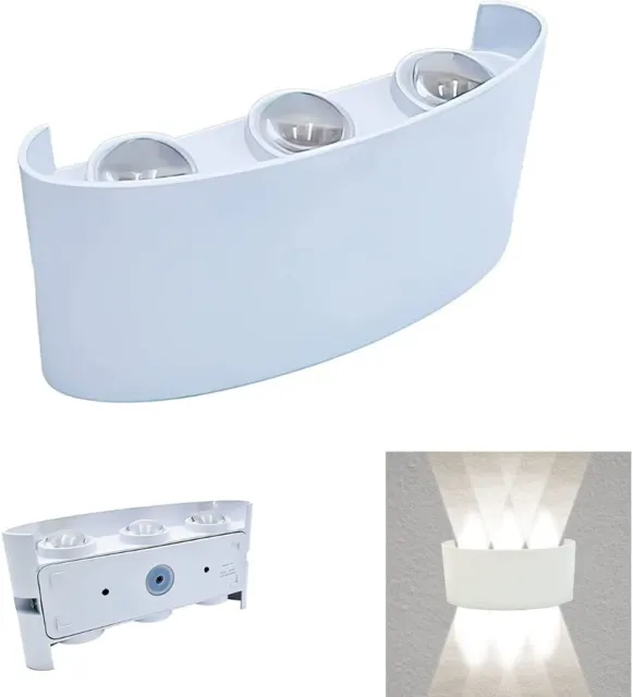 Applique Parete LED Bianco Interno Esterno 18W Doppia Luce Up&Down Impermeabile 6
