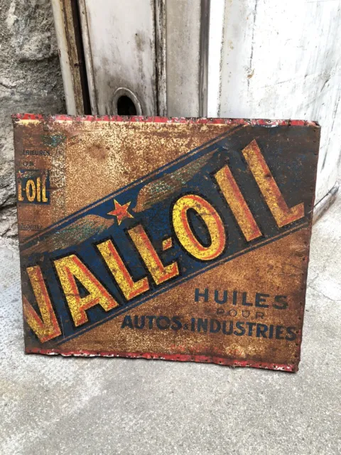 Ancienne plaque VALL-OIL Huiles Autos no bidon burette tole emaillee thermometre