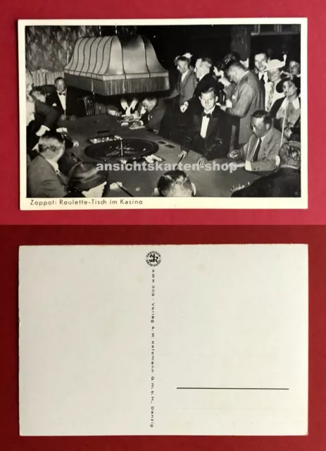 AK DANZIG Zoppot um 1938 Roulette Tisch im Kasino Innenansicht   ( 81451