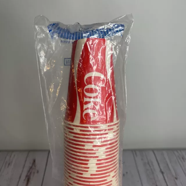 NEW Vintage Coca Cola 100 Count Wax Paper Cups Classic Coke 10oz Red Dixie NOS