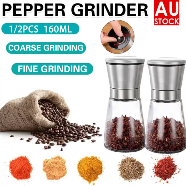 160ML Stainless Steel Salt and Pepper Grinder Manual Ceramic Mills Glass Kitchen